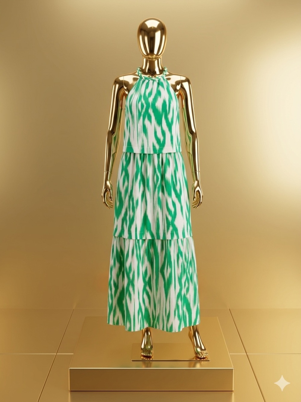 sofia by sofia vergara Green & White Striped Braided dress